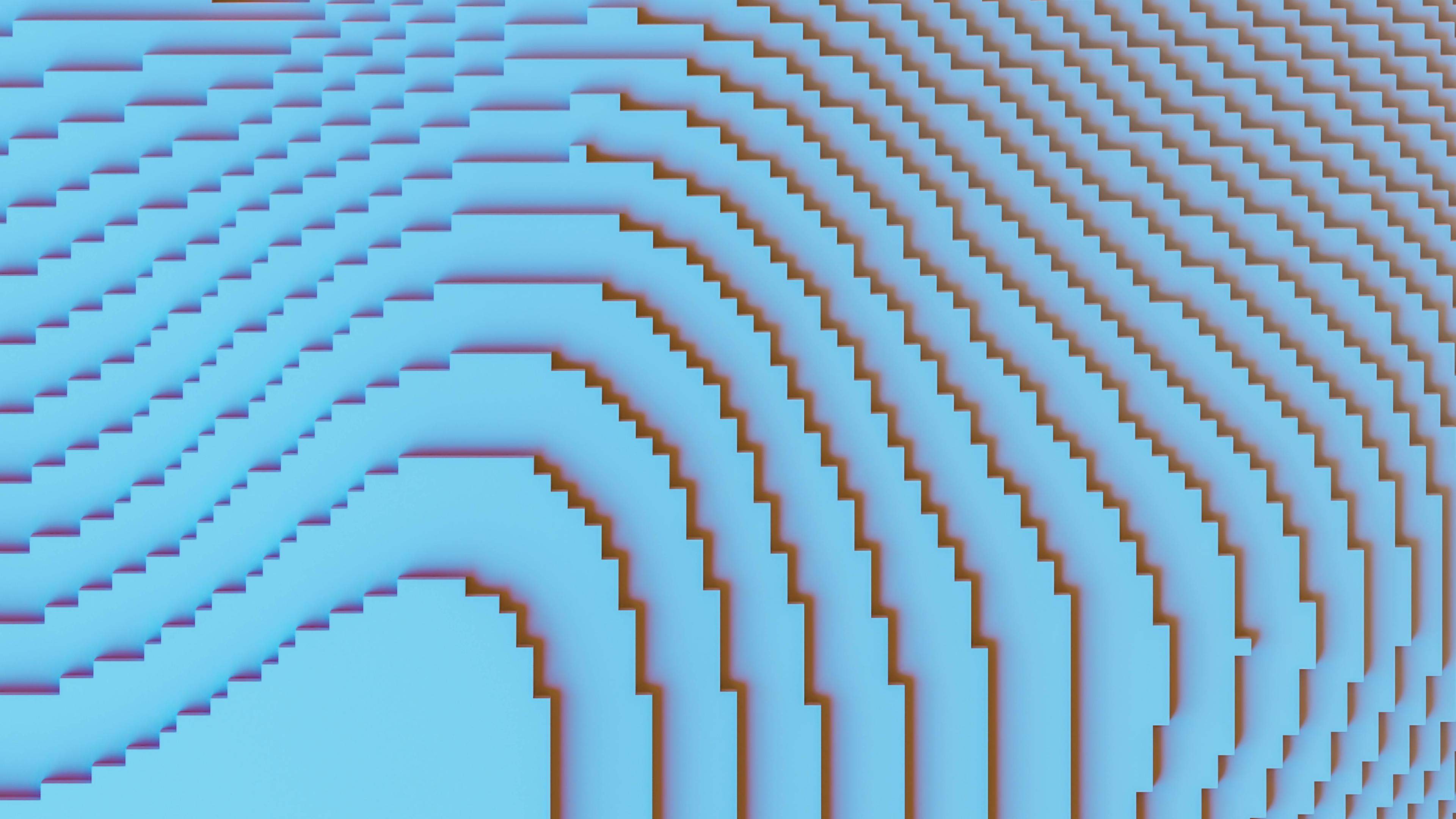 8bit style ripples in light blue and red